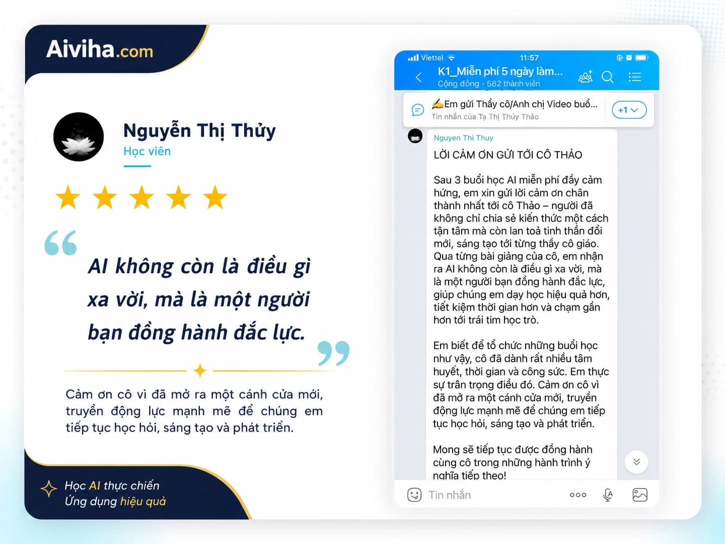 Ảnh chụp cảm nhận thật của học viên AIVIHA