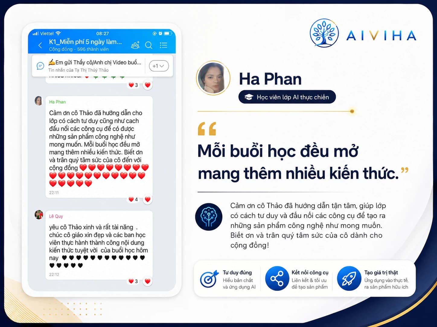 Ảnh chụp cảm nhận thật của học viên AIVIHA